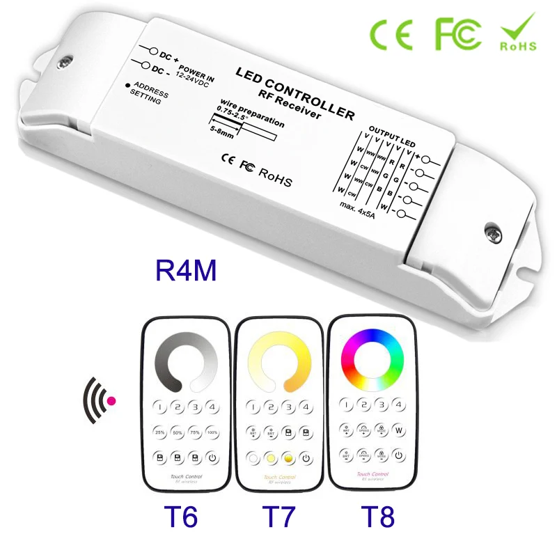 New arrival Constant voltage type Multi-Zone Dimmer Color temperature RGBW Controller LED Receiver 12V 24V  & RF wireless remote fast arrival th9201 ac dc withstanding voltage insulation resistance tester 5kv 6kv 30ma 10ma 9 99gω 1kv