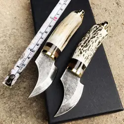 Дамасский стальной нож для выживания Охотничьи ножи рога ручка нож дамасская сталь охотничий Походный нож