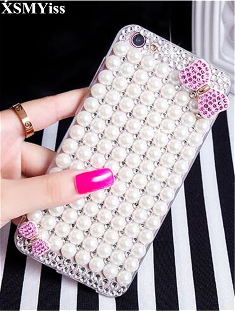 

For Samsung S6 S7 S8 S9 S10 PLUS Lite Note 5 8 9 10 Case Fashion Bling Crystal Pearl Rhinestone Soft Clear Case Cover Soft Shell