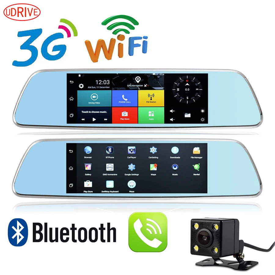 Otstrive 7 inch Car GPS DVR Android 5 0 3G Network Video Recorder Dual Lens Full