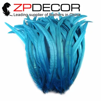 

ZPDECOR 100pieces/lot 30-35cm(12-14inch) Extremely Beautiful Turquoise Blue Chicken Tail Feathers for Carniva Clothe Decoration