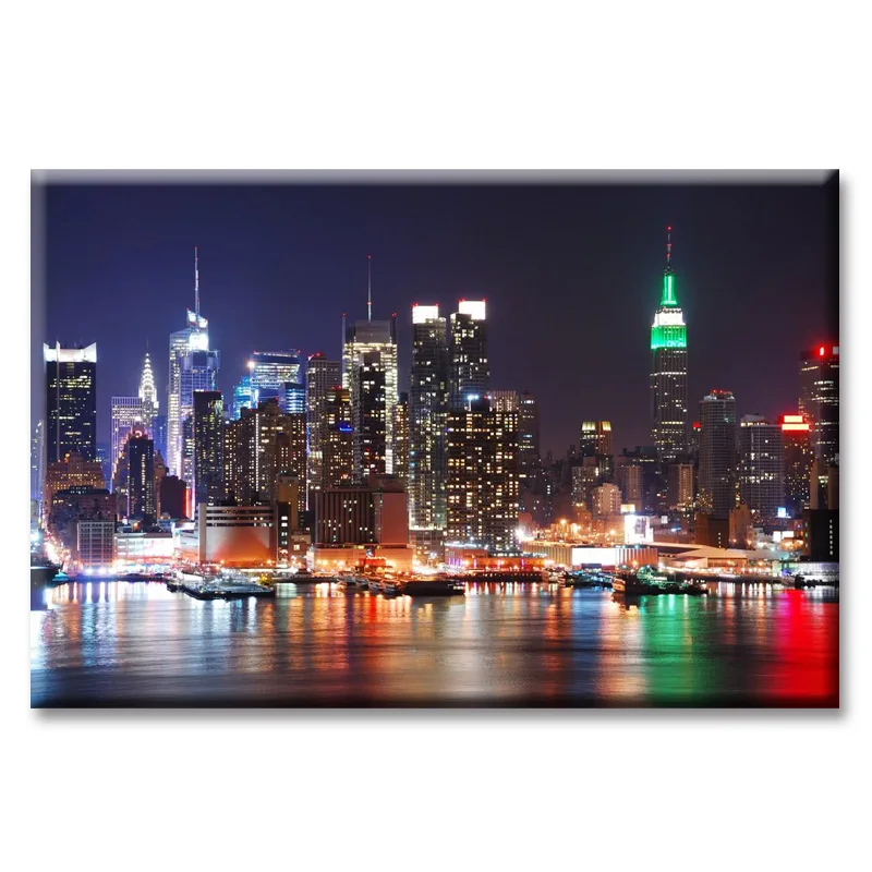 

Framed City night scene Wall Art Oil Painting On Canvas Printed Painting Pictures Decor painting large living room Wholesale