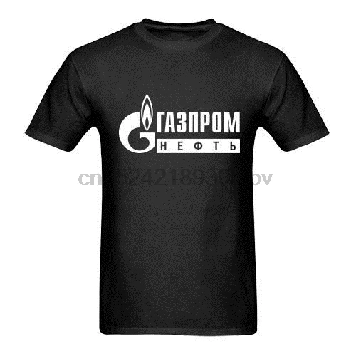 Gazprom Russia Новая Черная футболка мужская и Принт футболки с коротким рукавом