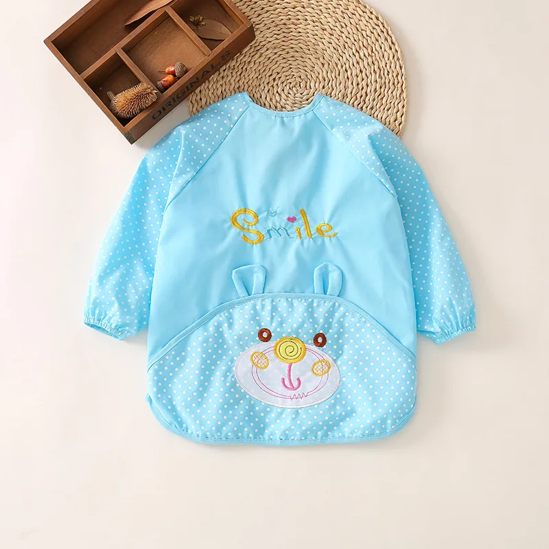 

Children's baby smock baby anti-dressing eating waterproof long-sleeved rice pocket long-sleeved protective clothing apron