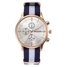 2016 Rose Gold Clock Men Casual Top Quartz Luxury Watches Men Famous Brand Women Naylon Strap Wrist Watch Man Girls Wristwatches