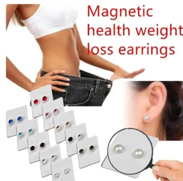 2pc Magnetic Slimming Earrings Weight Loss Acupoints Stud Magnetic Therapy Crystal Earring Fat Burning Slimming Face Lift Tools