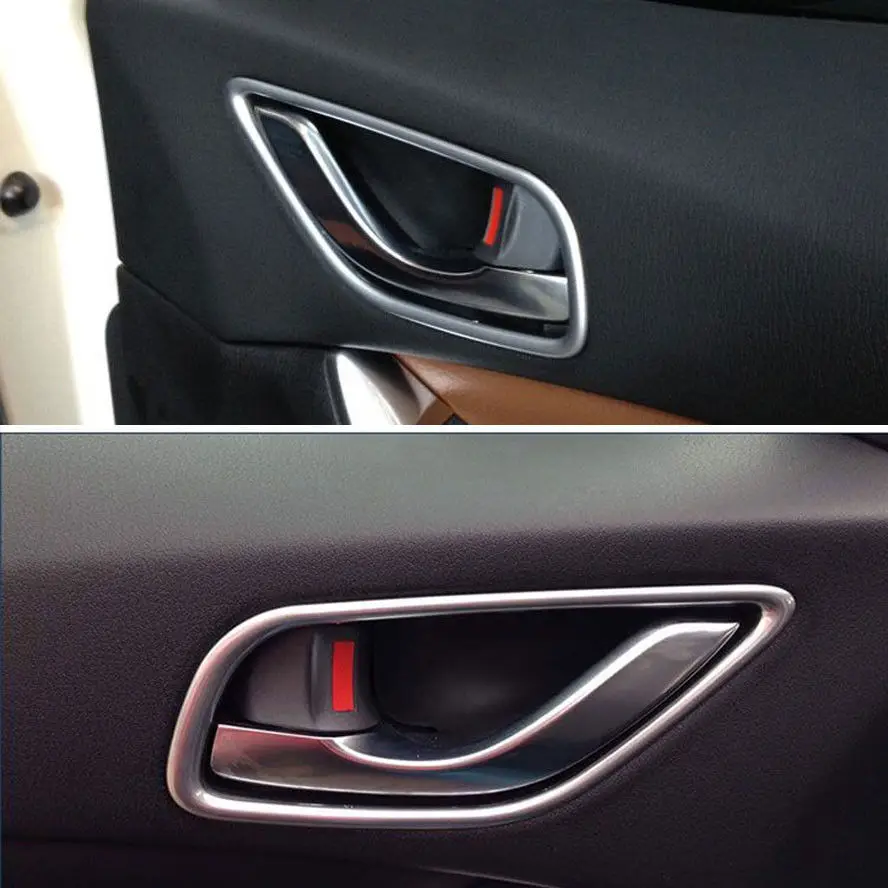 

YAQUICKA 4pcs/set Chrome Interior Inside Door Handle Bezel Cover Trim Fit For MAZDA CX5 CX-5 2013-2016