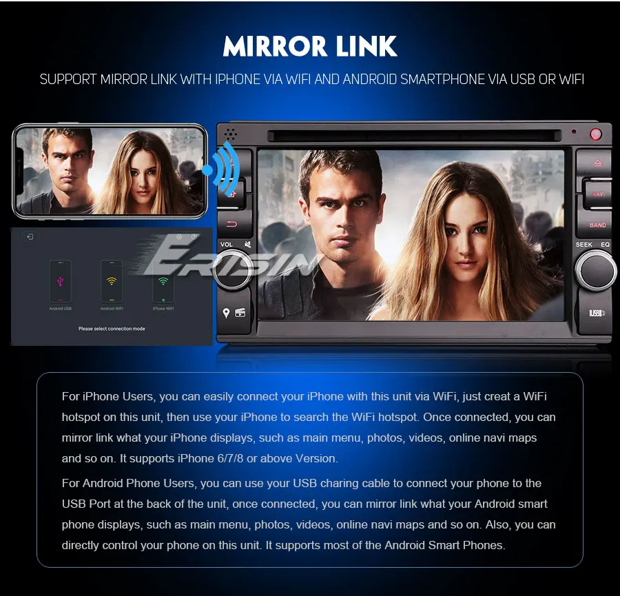 Clearance Erisin ES4836U 6.2" Double Din Android 9.0 Car Stereo Nissan GPS WiFi DAB+ SatNav OBD Bluetooth TPMS 7