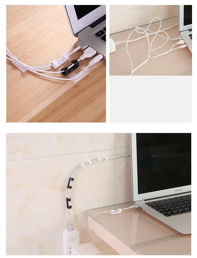 Cable Organizer Clips Cable Management Desktop & Workstation ABS Wire Manager Cord Holder USB Charging Data Line Bobbin Winder