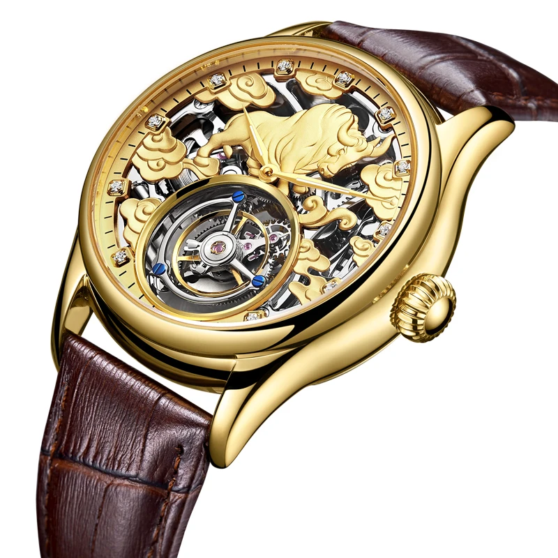 

Tourbillon Mechanical Watch Men's Top Brand Watch Sapphire Mirror Original Manual Winding Hollow Movement Lucky Cow Watch Saat