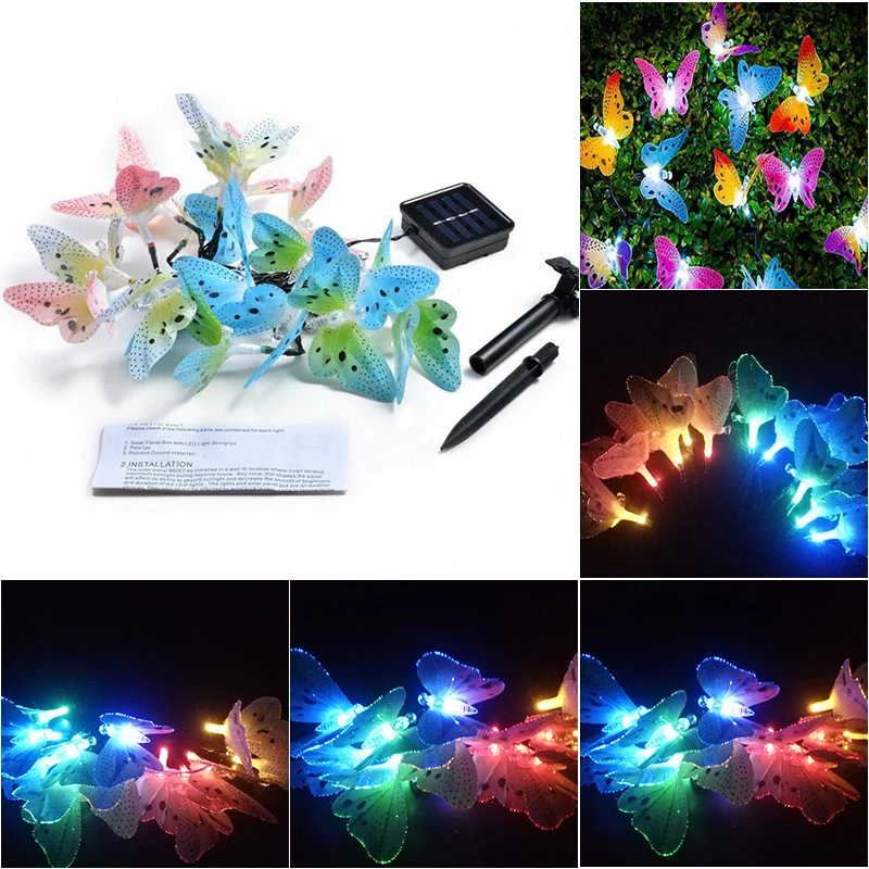 Solar Erfly String Lights 12 Led Outdoor Waterproof String Lights 12 Led Outdoor Waterproof