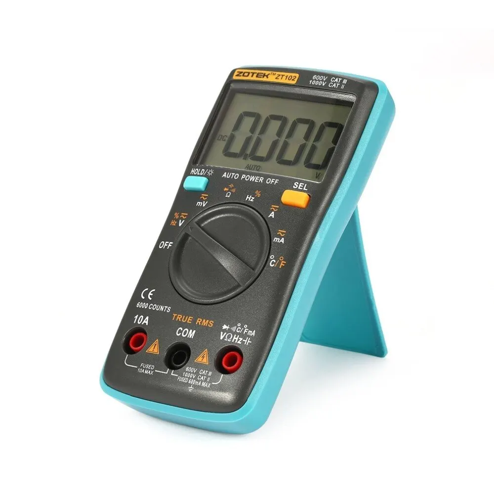 

ZOTEK ZT102 Mini 6000 Counts Auto Range Digital Multimeter AC/DC Voltage Current Tester with Temperature Measurement J15C17