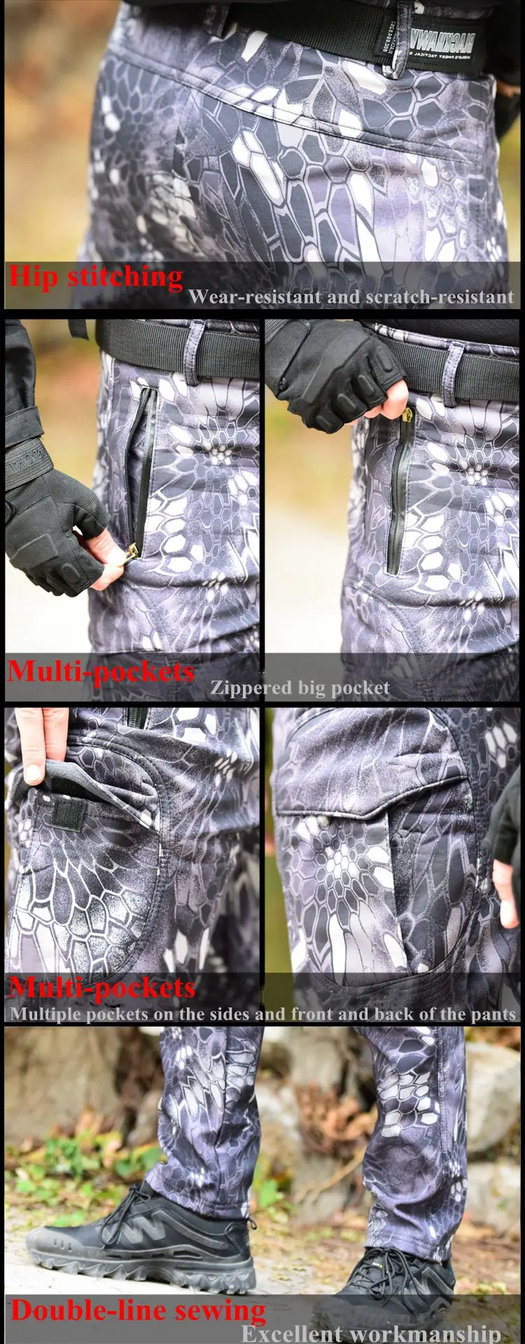 Военные тактические брюки мужские непромокаемые брюки камуфляжная флисовая армейская камуфляжная одежда брюки