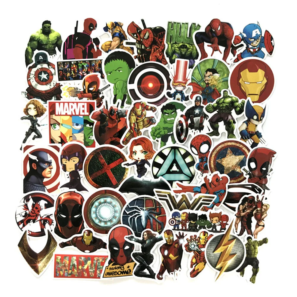 

50pc/Cartoon,superhero,Easter stickers For PVC waterproof skateboard suitcase motorcycle guitar DIY decals bomb Iron Man sticker