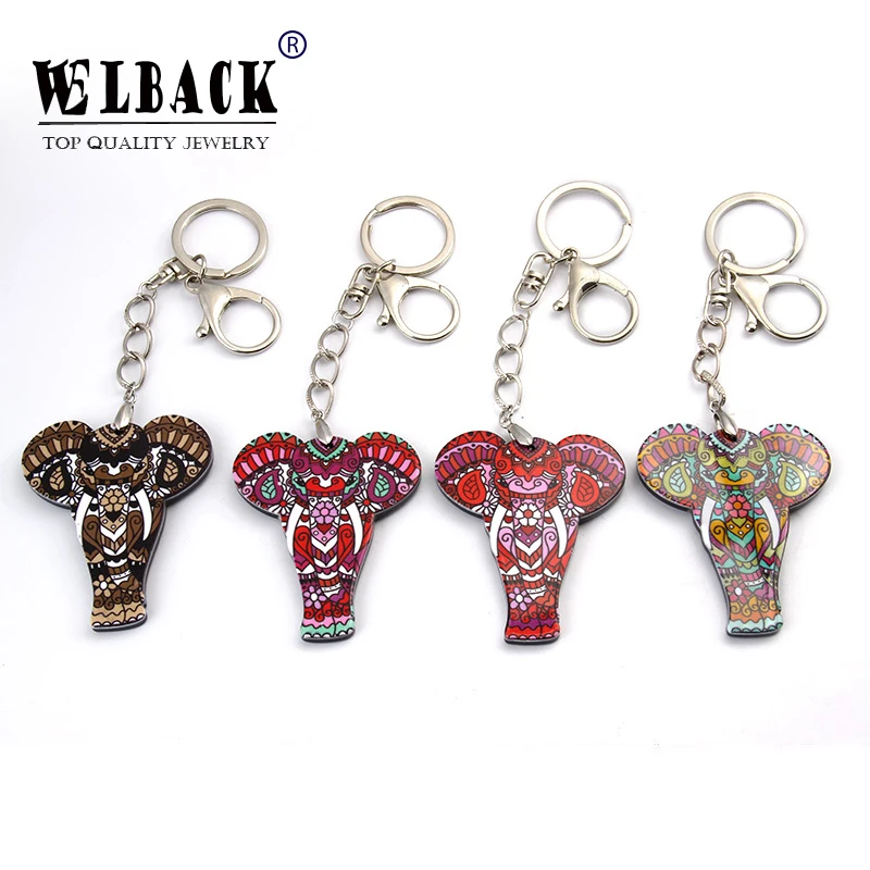 

2018 New Resin Charm Keychain Auspicious Elephant Key Colorful Crystal Bag Pendant Keyrings KeyChains For Women Multifunctional