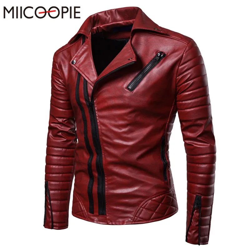 

MIICOOPIE Men Leather Suede Jacket Fashion Autumn Motorcycle PU Leather Male Winter Bomber Jackets Outerwear Faux Leather Coat