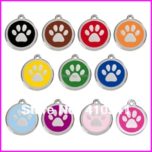 Paw форме dog теги для домашних животных 25*25 мм круглый диск id метки сплав pet id метки Подвеска лапу печати pet tag