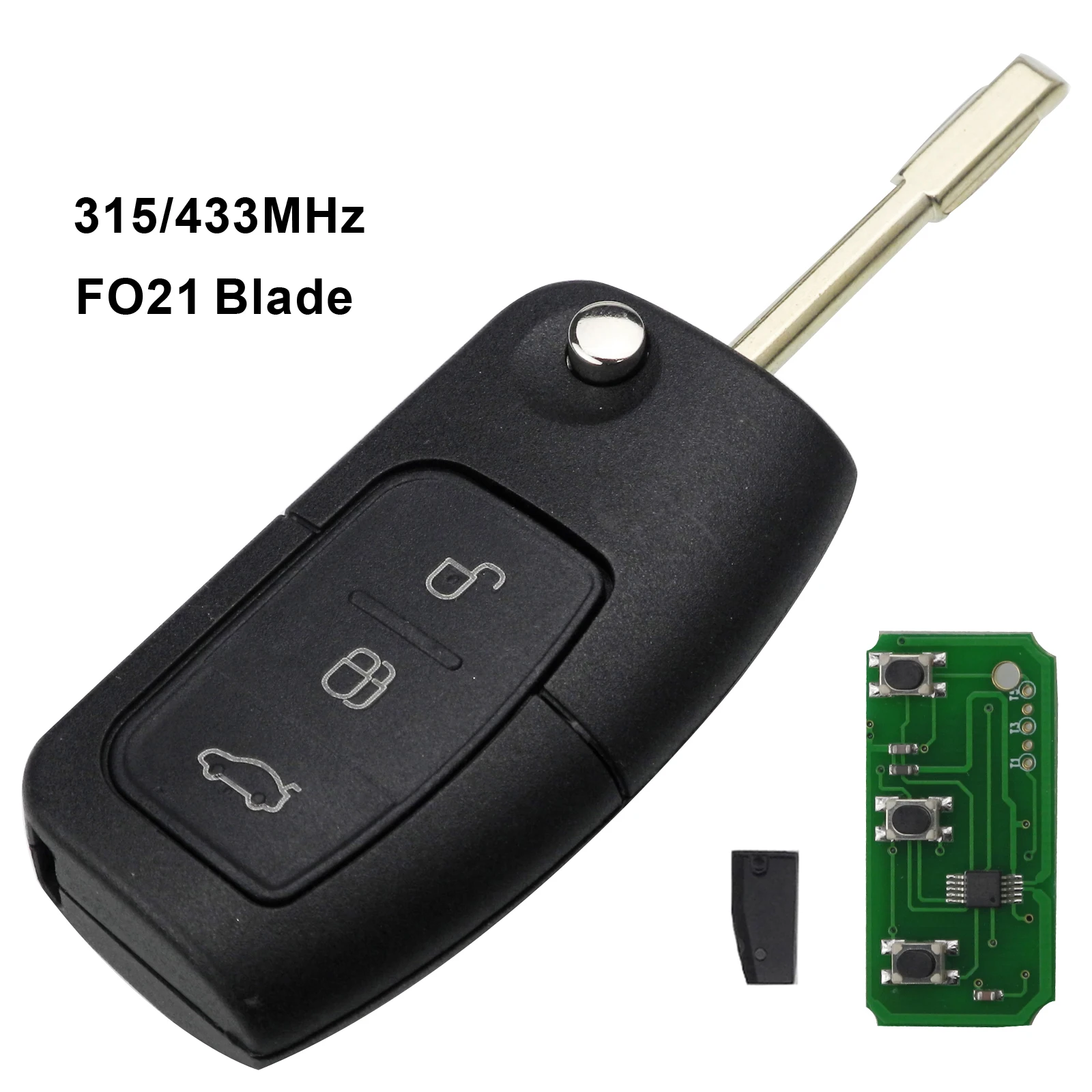 Jingyuqin 3 кнопки дистанционного ключа автомобиля 433/315MHz 4D63 4D60 для Ford Focus Mondeo Galaxy Fiesta C Max S Max FO21 откидной складной ключ