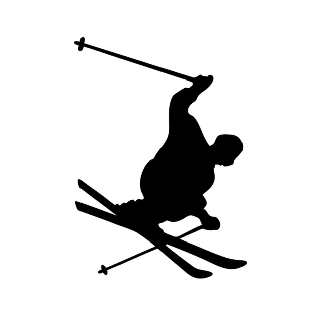 Buy EURO OVAL VINYL CAR DECAL Wall Sticker Skier Skiing Jump Turn Skis Pole