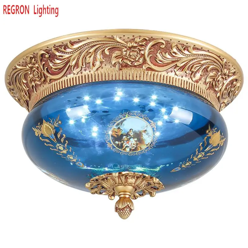 Regron European Ceiling Lamp Creative Circular Led Light Luxury Warm Luminary For Villa Hotel Gallery Bedroom Lounge | Лампы и