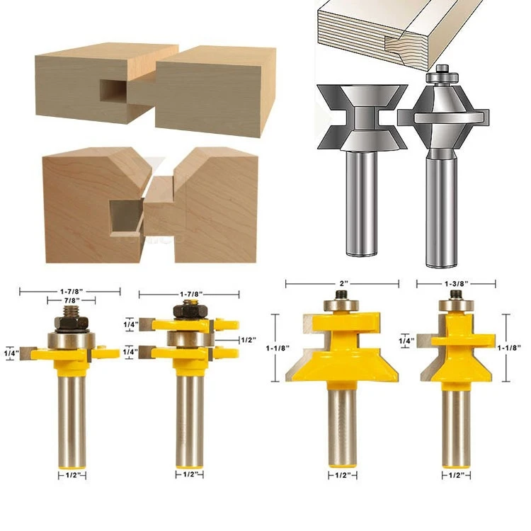 4 бит Язык и паз и v-вырез маршрутизатор Набор бит-1/2 "хвостовик линия нож деревообрабатывающий режущий шип фрезы по дереву инструменты