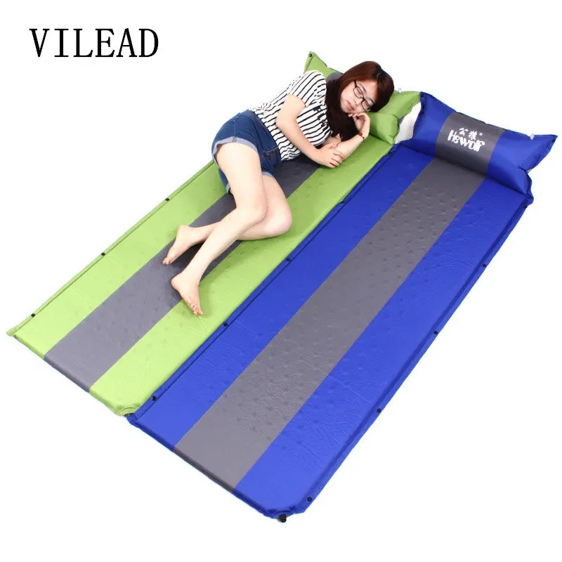 

Hewolf 200*65*3cm Automatic Inflation Single Person Ultralight Camping Beach Inflatable Mat Memory Foam Moisture-proof Pad