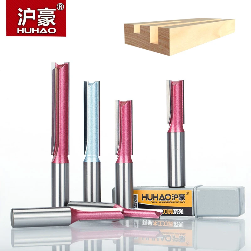 

HUHAO 1pc 1/4" 1/2" Shank Industrial Milling Cutter Grade Straight Bit Woodworking Tools Router Bit For Wood Tungsten Endmill