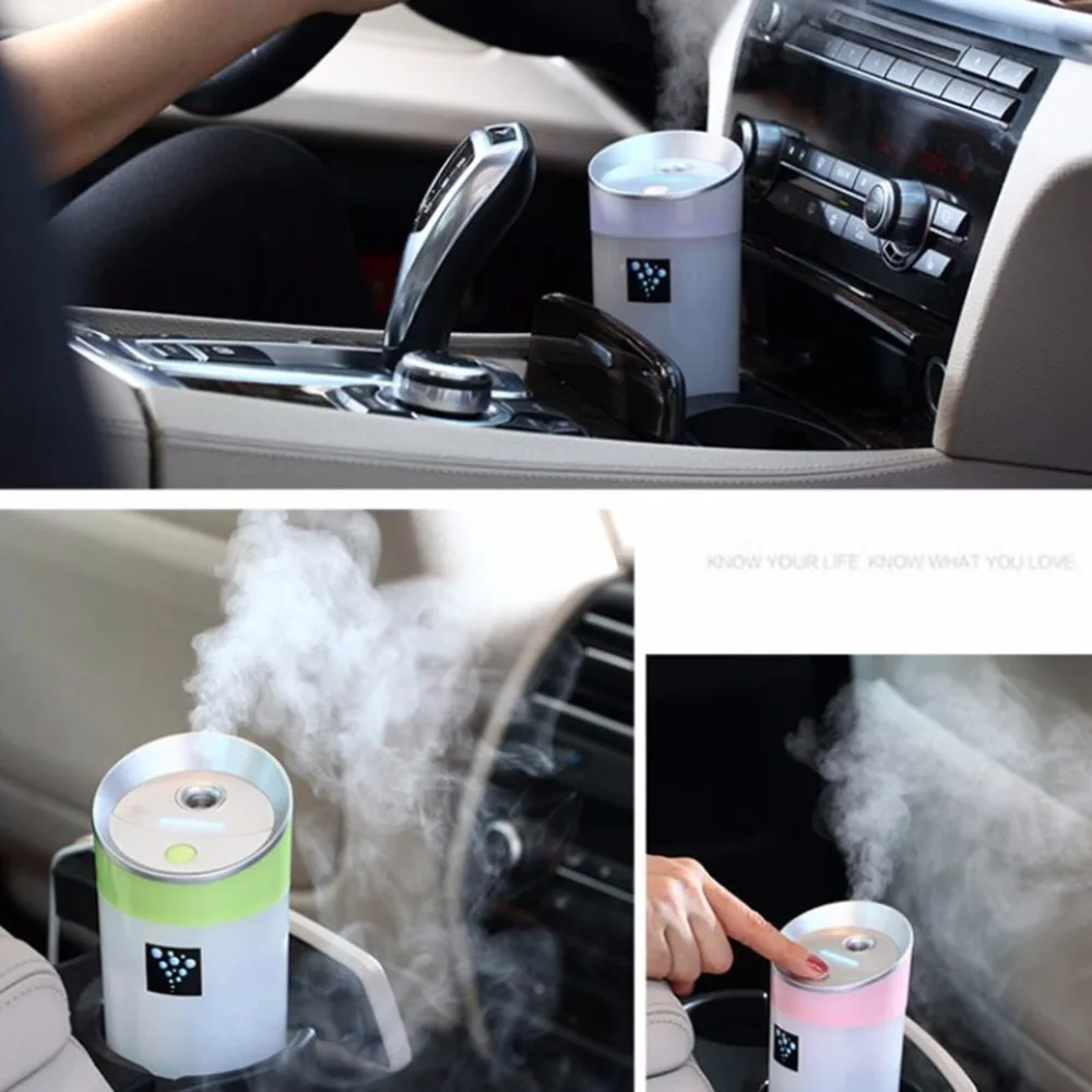 

Rechargeable Air Ultrasonic Humidifier 300ml Portable Cup Humidifiers with Automatic Shut off Night Light for home Car 3 Colors
