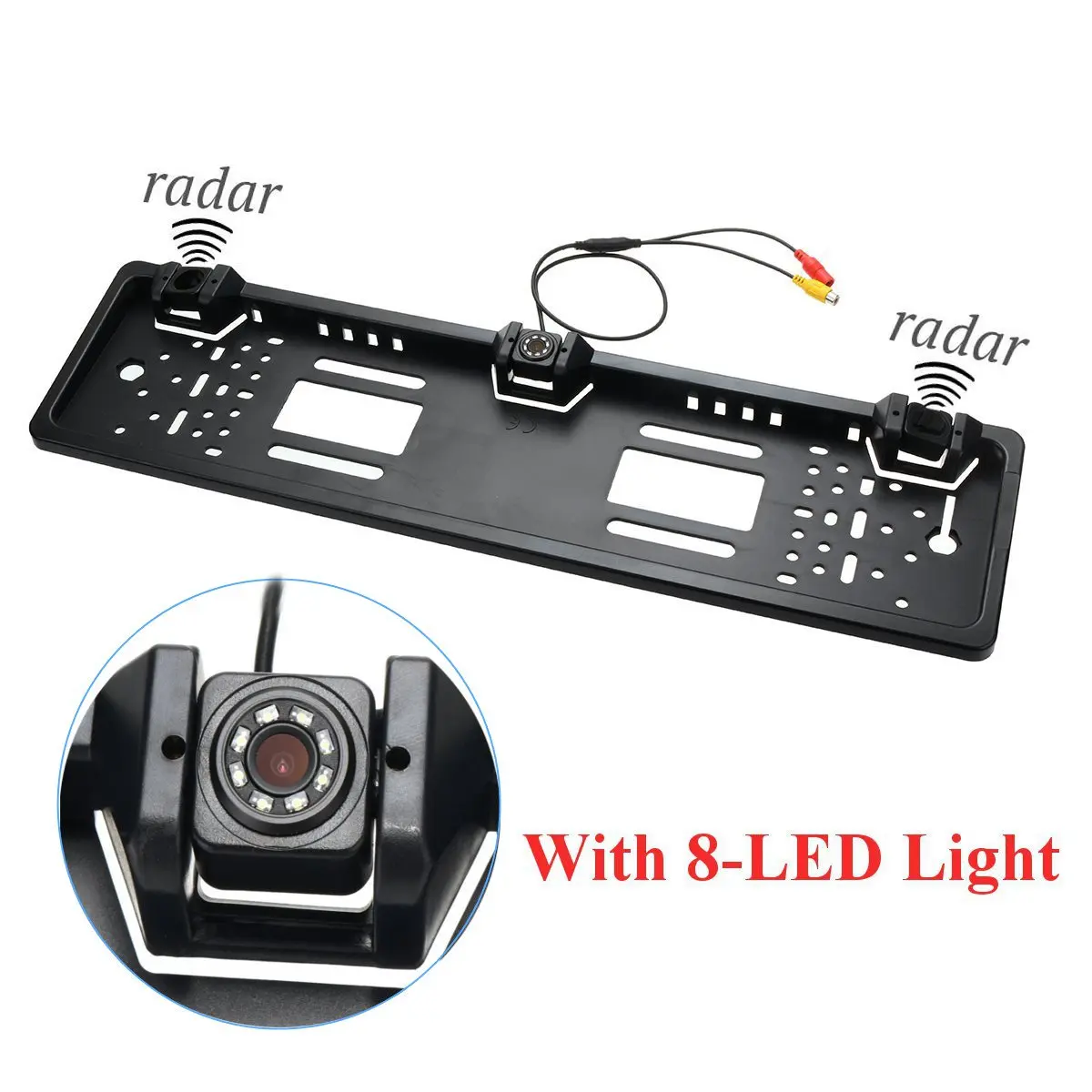 

Car SUV Parking Sensors Radar Rearview Backup Camera License Plate Frame Kit