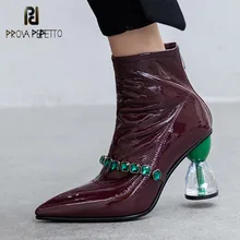 Patent Leather Women Ankle Gothic Boots