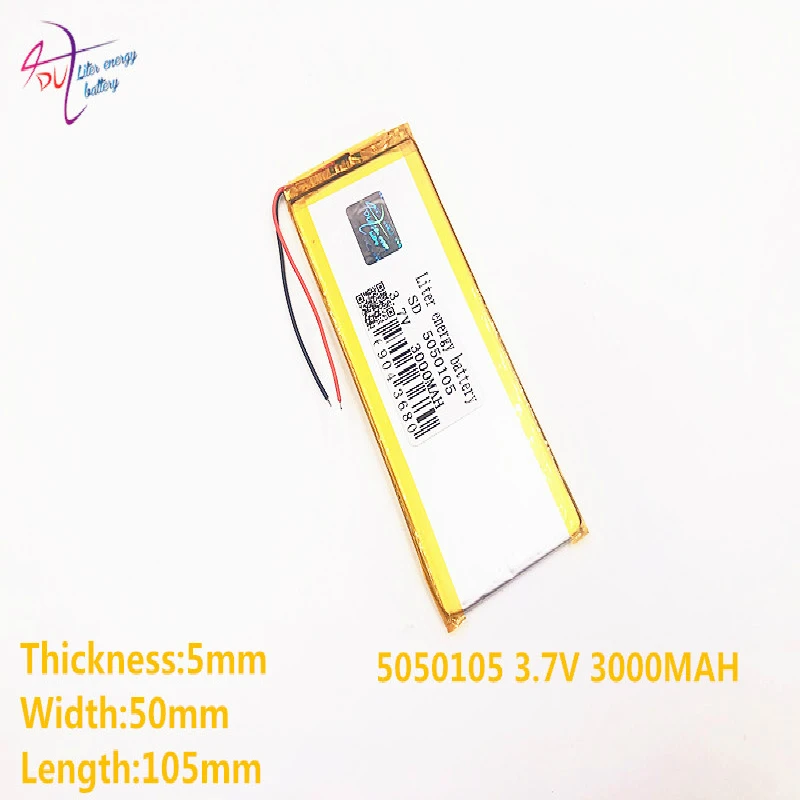 3.7V 3000mAh 5050105 0550105 Liter energy Lithium Polymer Li-Po li ion Rechargeable Battery cells For MP5 GPS mobile bluetooth |