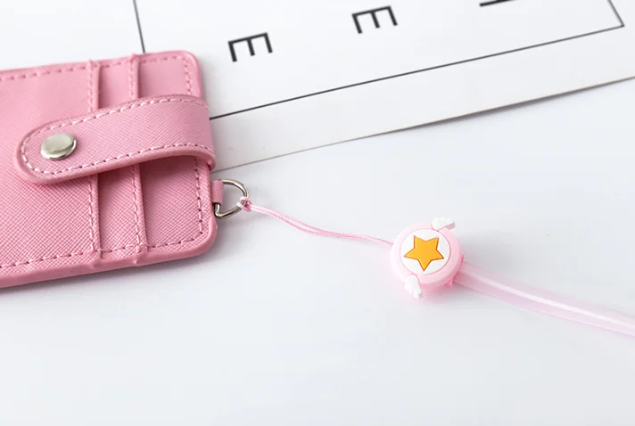 1 шт. Kawaii Cardcaptor Sakura Star Wings Сердце ПУ держатель для кредитных карт канцелярские ПУ Чехлы для карт с веревкой поставки