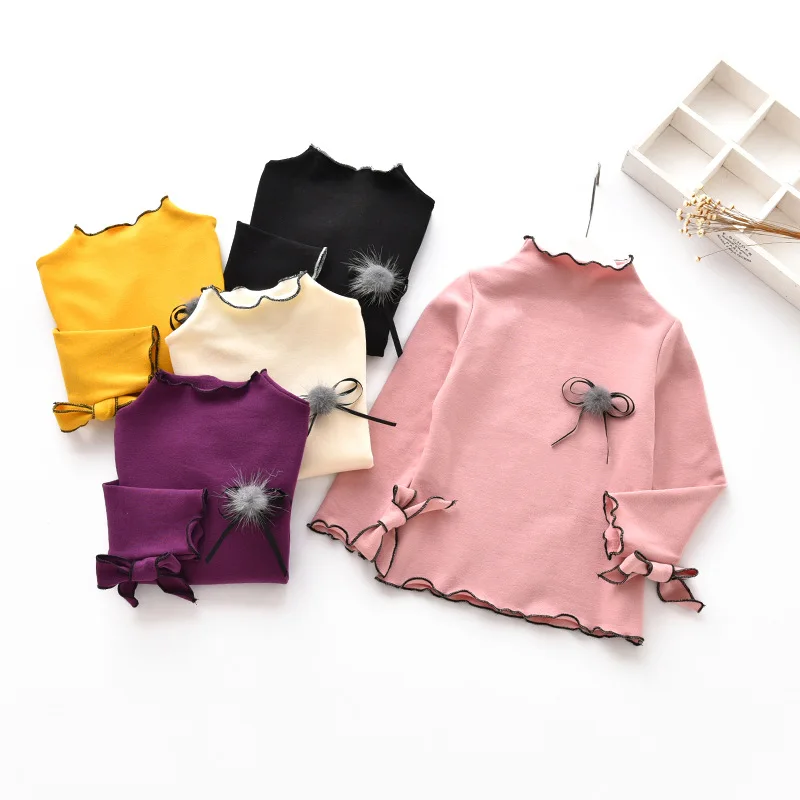 

Clearance!! Floral Knit Children Girls Blouse Kids Full Sleeve Shirt Petal Knitted Clothing Solid Long Sleeve Shirt for Girls