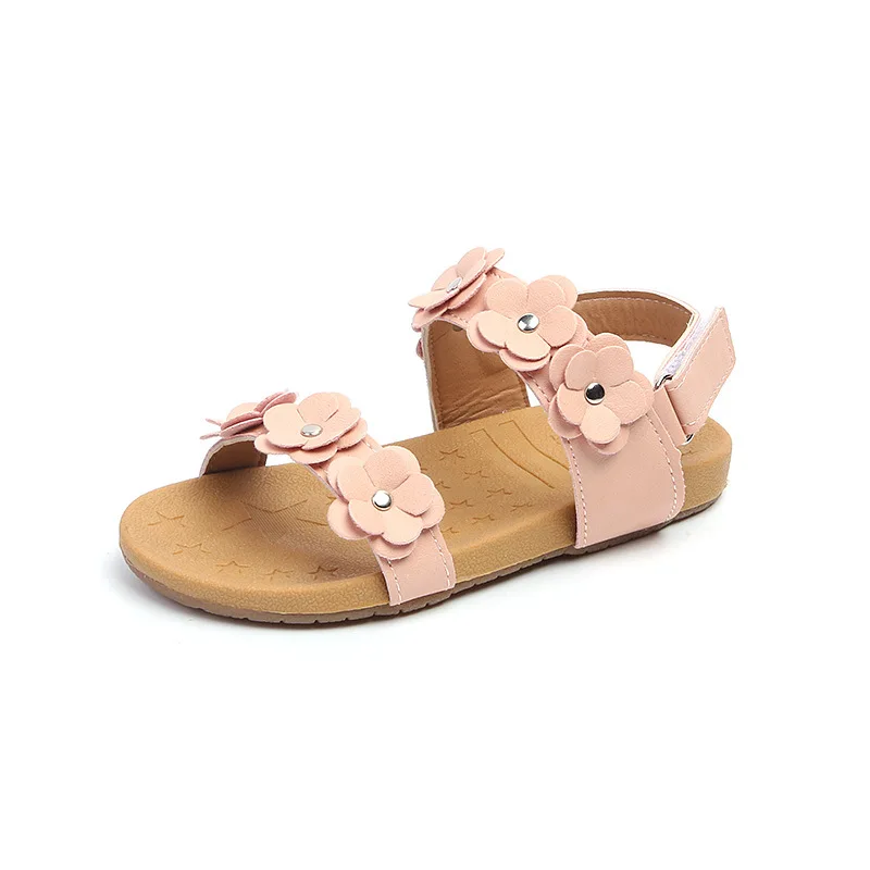 Новинка; летние сандалии на плоской подошве с цветочным принтом для маленьких девочек; нарядные туфли для детей; пляжные сандалии для девочек; От 1 до 5 лет; - Цвет: pink