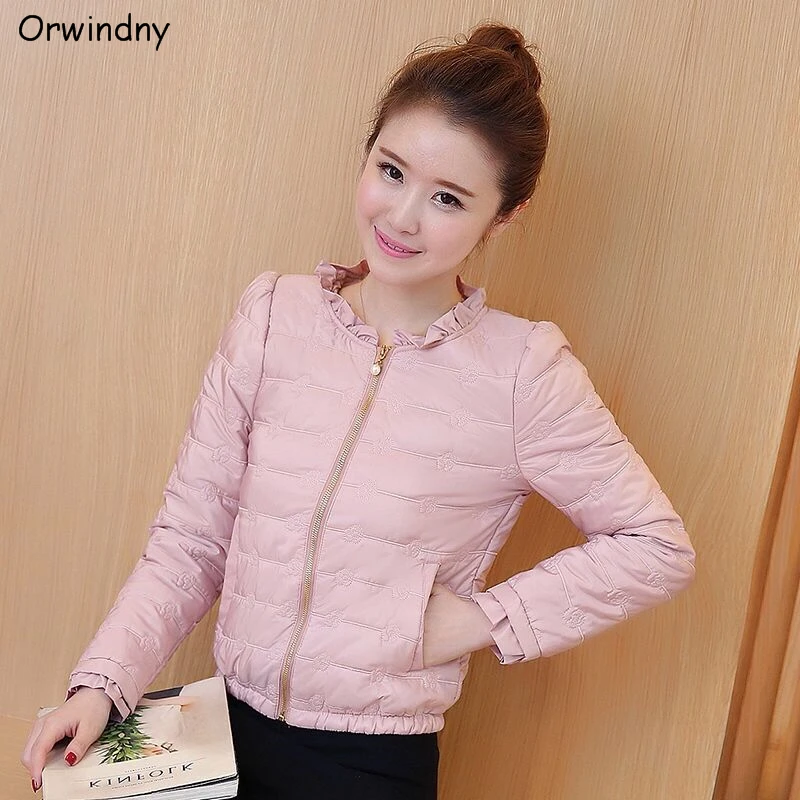 

Orwindny New Slim Fashion Sweet Winter Parkas For Women Thickening Warm Short Winter Jacket Coat Ultra Light Wadded Coat XS-L