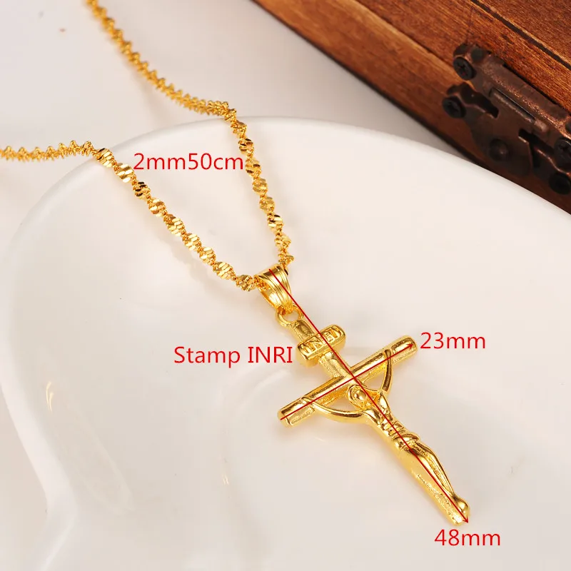 Подвеска с крестом Иисуса из желтого золота 18 К|crucifix cross pendant|christian jewelry crossescross jesus |