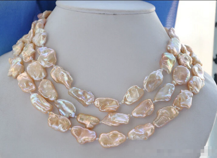 

HOT## Wholesale > lustre 50" 20mm pink BAROQUE KESHI REBORN PEARL NECKLACE
