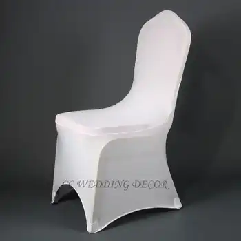 Awillhome 100 Pcs White Spandex Chair Cover 190gsm For Wedding Event Party Home Decoration Flat/Arch