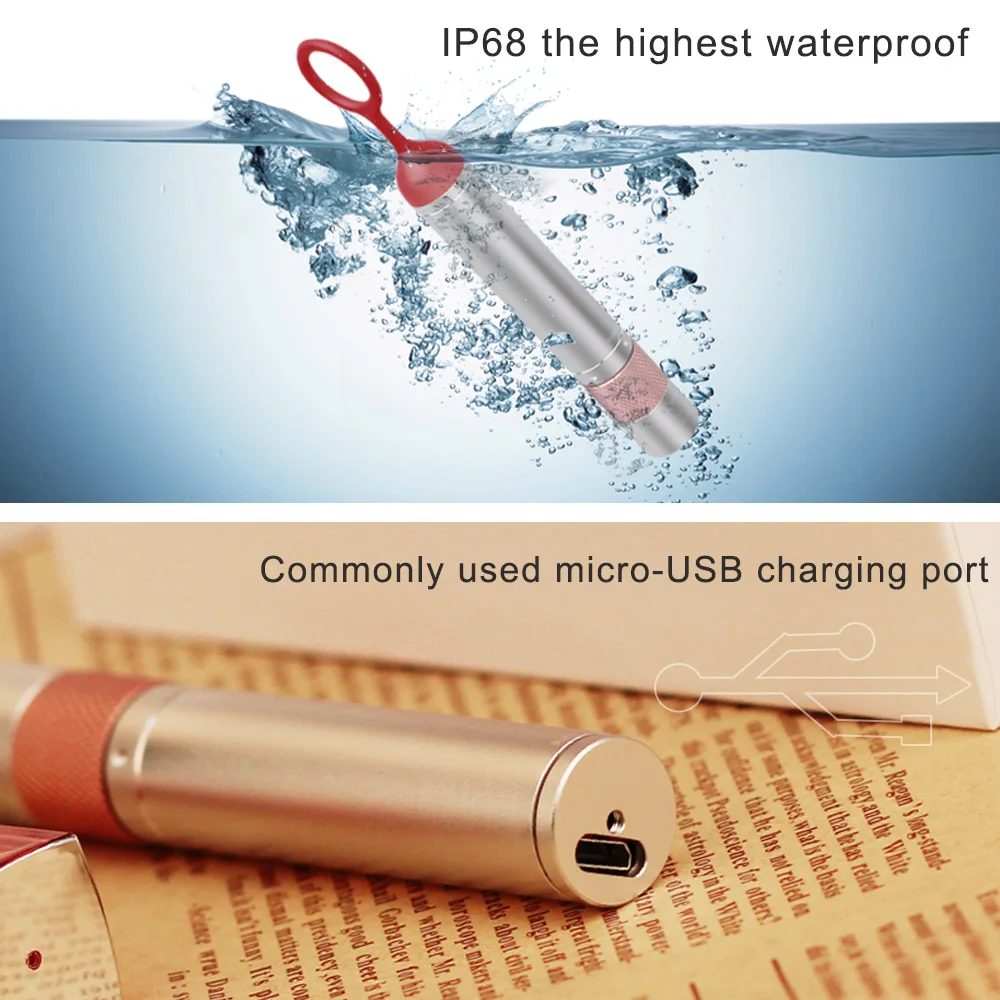 Миниатсветильник рный светодиодный фонарик с брелоком Перезаряжаемый USB УФ