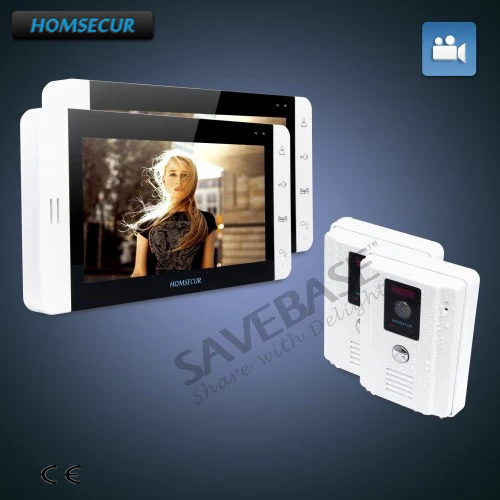 

HOMSECUR 2C2M 7" Video Door Entry Phone Call System with 2*Camera (White) + 2*Monitor (White)