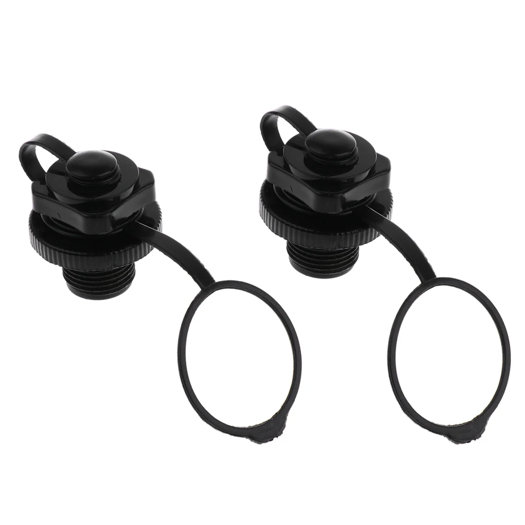2 Pieces Air Valve Caps Screw Valve For Fishing Boats Inflatable Boat Raft Airbed Outdoor - Black