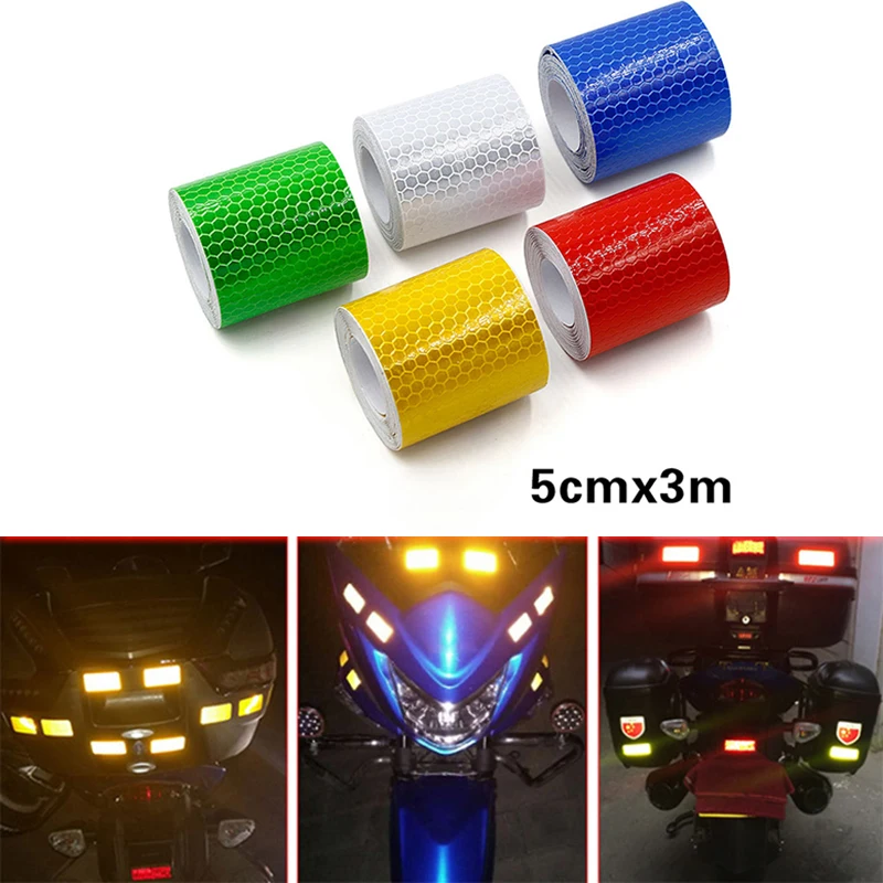 

Car Styling 5cmx3m Safety Mark Reflective Tape Sticker Self Adhesive Warning Tape Automobiles Motorcycle Reflective Strip 6color