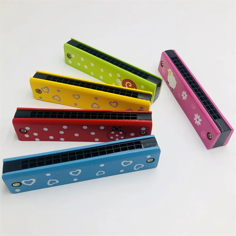 

1pc Baby Toys Noise Maker Children's Wooden Painted Harmonica Early Education Toys Oral Organ Learning Baby Toy Random Color