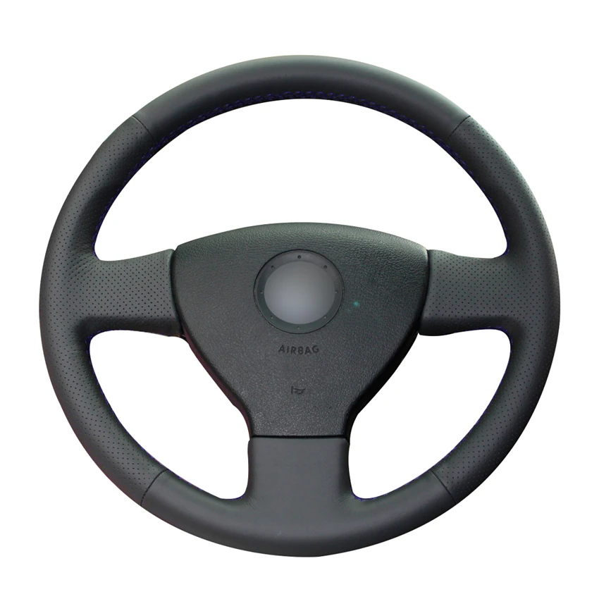 Coprivolanti In Pelle Sintetica Nera Cucita A Mano Treccia Per Volkswagen Vw Golf 5 (V) Golf Plus Polo Jetta Tiguan