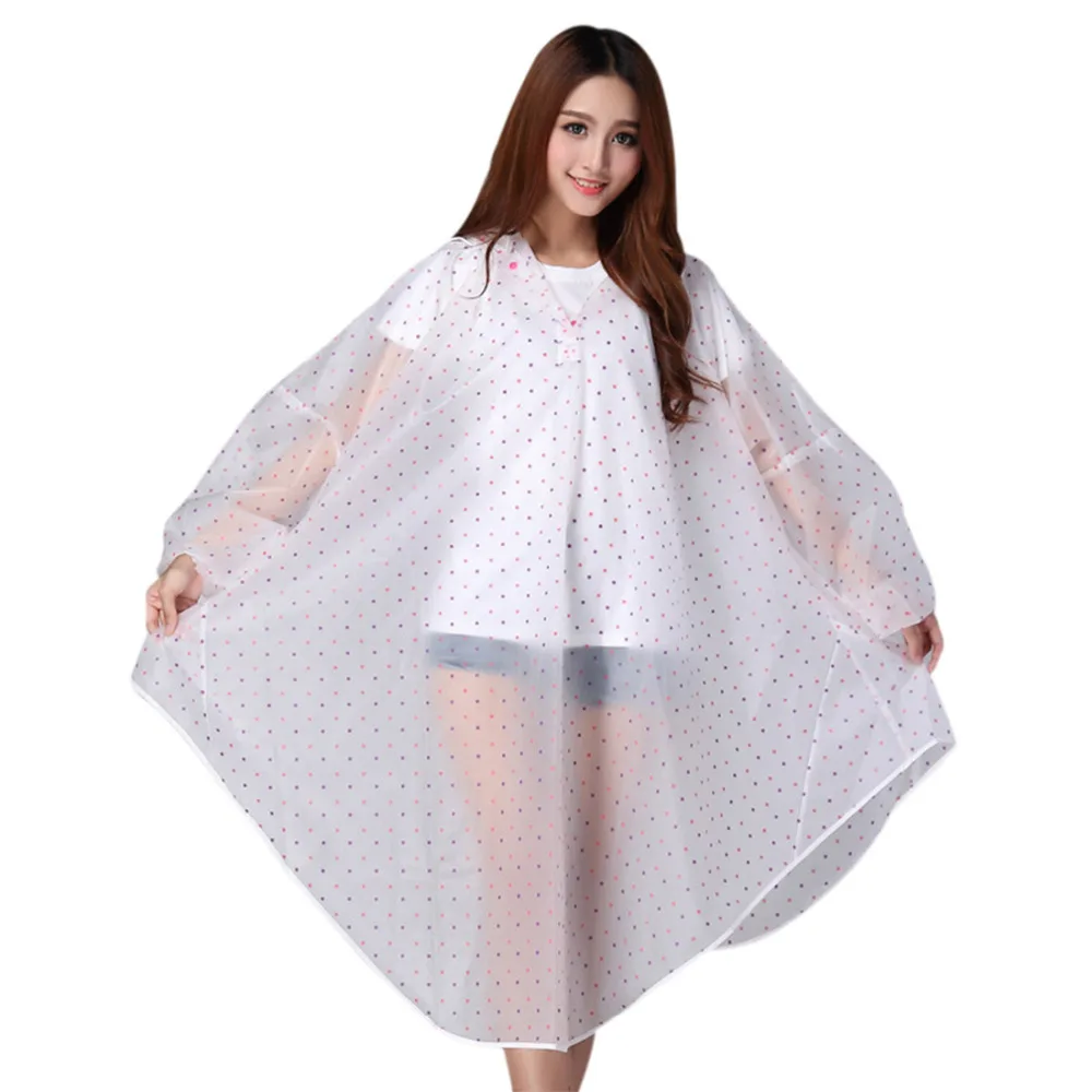 

Raincoat Women Transparent Raincoat Dots Waterproof Poncho Hooded Cover Rain Coat Single Person Rainwear Adults Rainwears