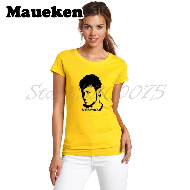 

Women Neymar JR 10 da Silva Santos lady star Head portrait T Shirt short sleeve girl T-shirt W1022005