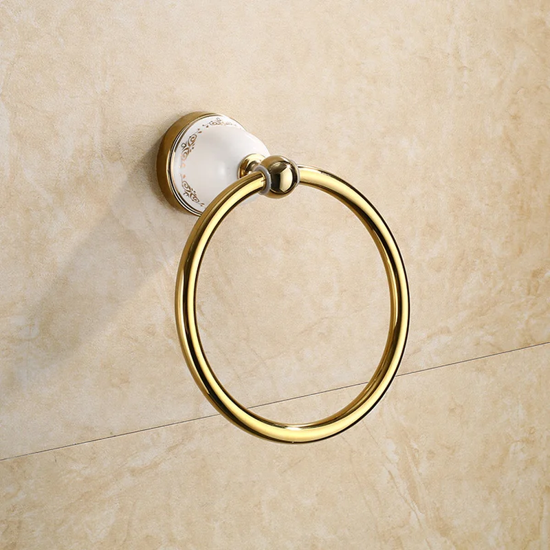 Ouro Anel de Toalha Acessórios Do Banheiro Produtos Latão Cobre Ouro Terminado, Suporte de toalha, Barra de Toalha