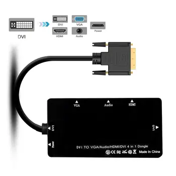 

CY DVI to VGA/Audio/HDMI/DVI 4in1 Dongle Adapter Multiport Splitter Converter For HDTV PC Monitor Projector