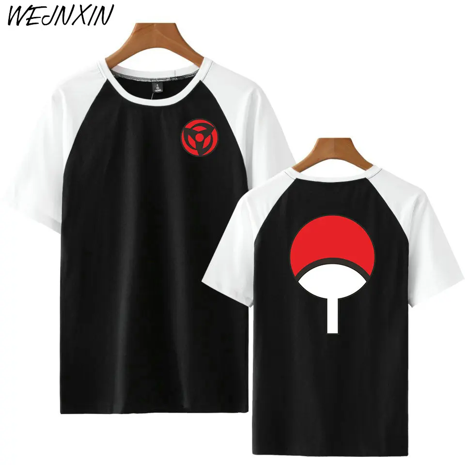 

WEJNXIN Hot Sale Naruto Uchiha Sasuke Clan Badge Print Short Sleeve T Shirt Anime Clothing Hip Hop Tops Tees Unisex Camiseta