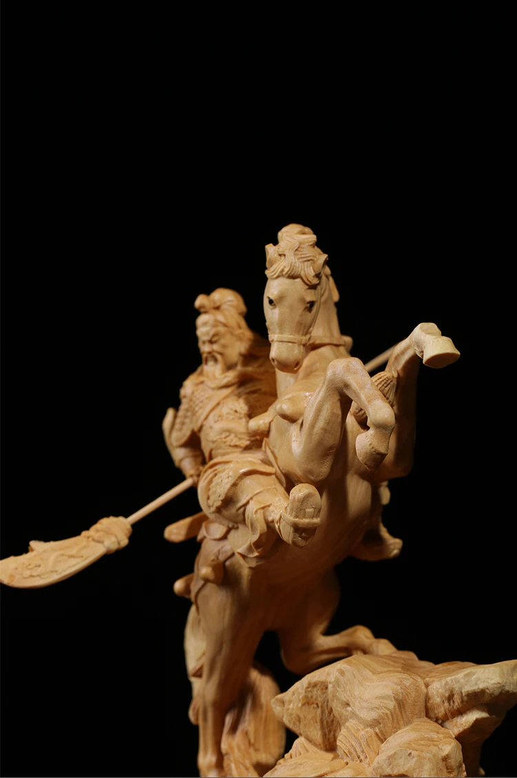 Деревянные кавалерийские фигурки Guanyu Knight man War God китайский Марс украшения фэн-шуй Резьба Скульптура китайские статуи для дома